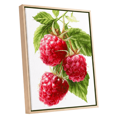 Raspberry Cascade – oak framed canvas option