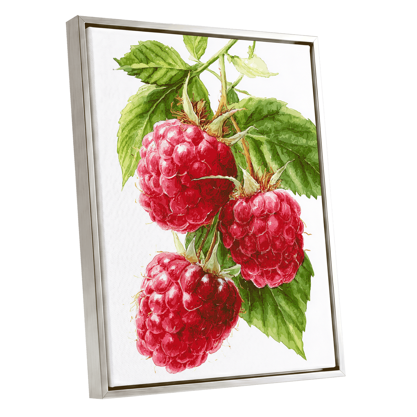 Raspberry Cascade – silver framed canvas option