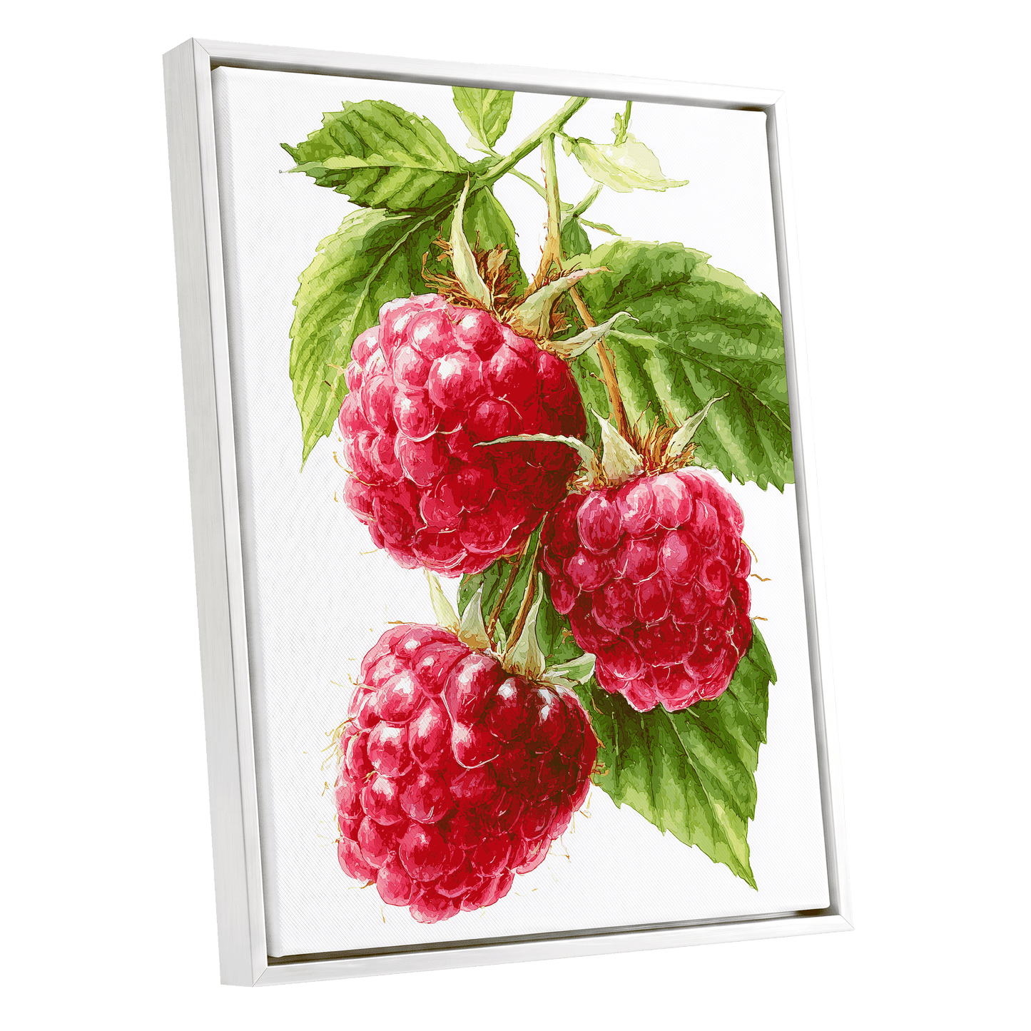 Raspberry Cascade – white framed canvas option