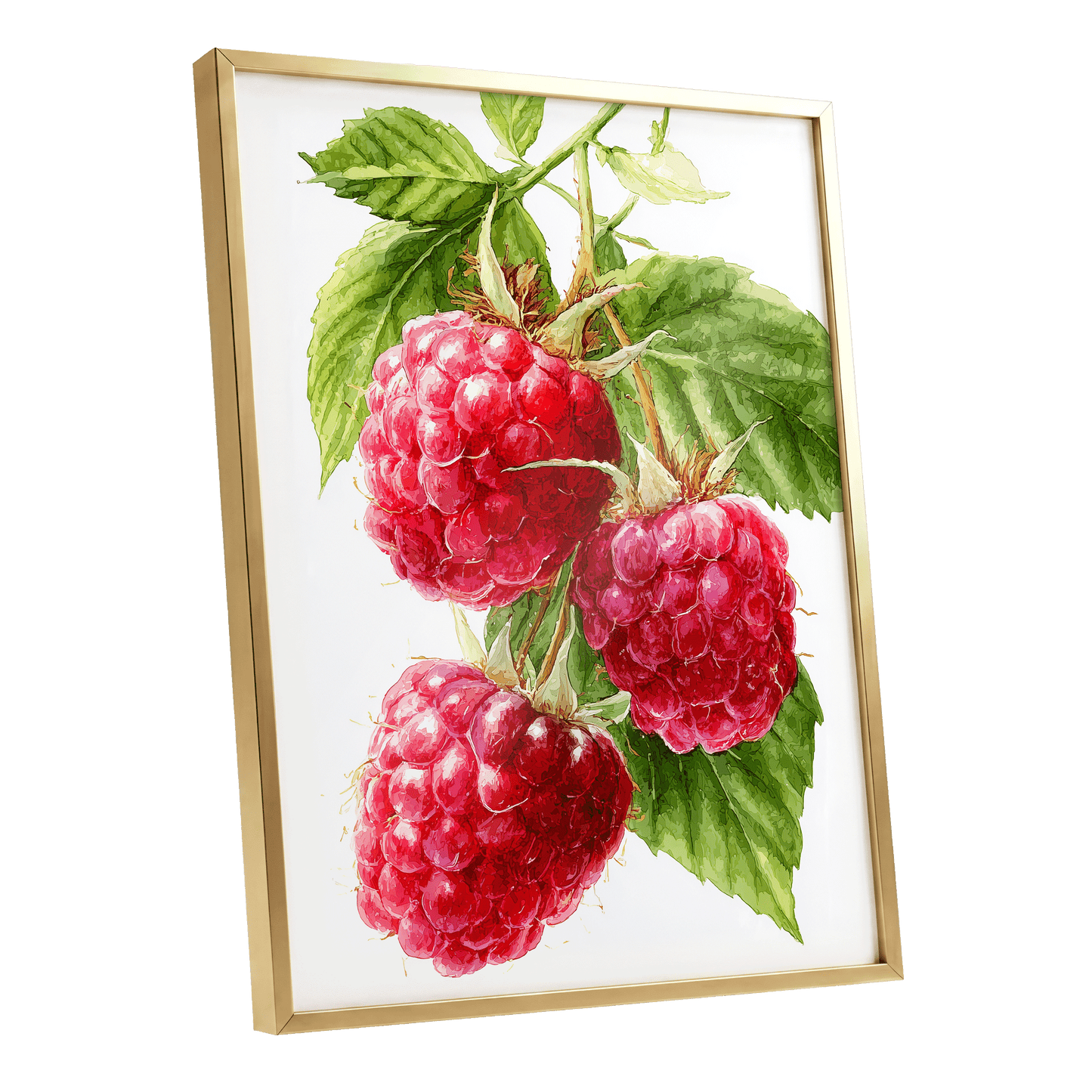 Raspberry Cascade – gold framed poster option