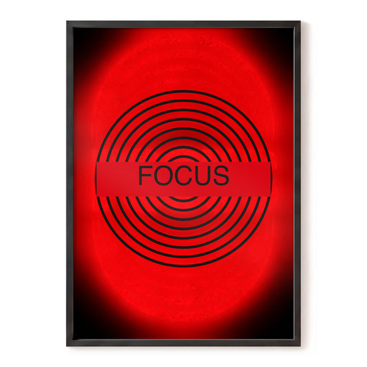Red Focus Pulse, red, black abstract wall art, front artwork view