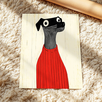Red Jumper Hound, black, beige, red nature wall art displayed in a styled interior, gallery view 4