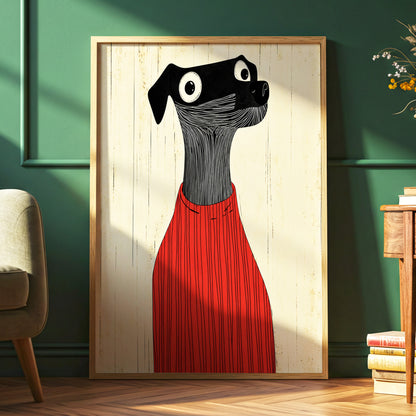 Red Jumper Hound, black, beige, red nature wall art displayed in a styled interior, gallery view 6