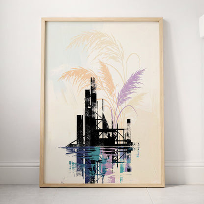Reeds Beyond the Ruins, black, white, beige nature wall art displayed in a styled interior, gallery view 4