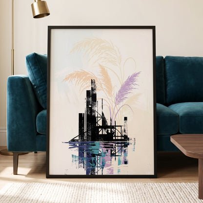 Reeds Beyond the Ruins, black, white, beige nature wall art displayed in a styled interior, gallery view 6
