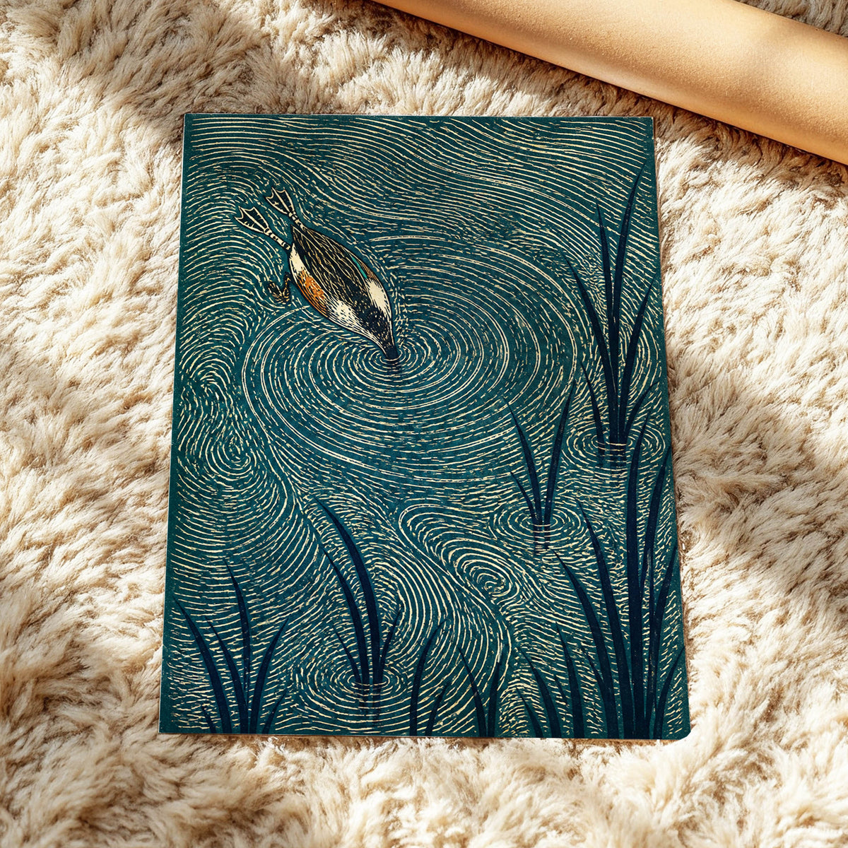 Reedwater Reverie, green, beige, black nature wall art displayed in a styled interior, gallery view 5