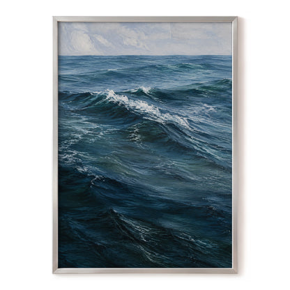 Restless Blue, blue, gray, white nature wall art, front artwork view