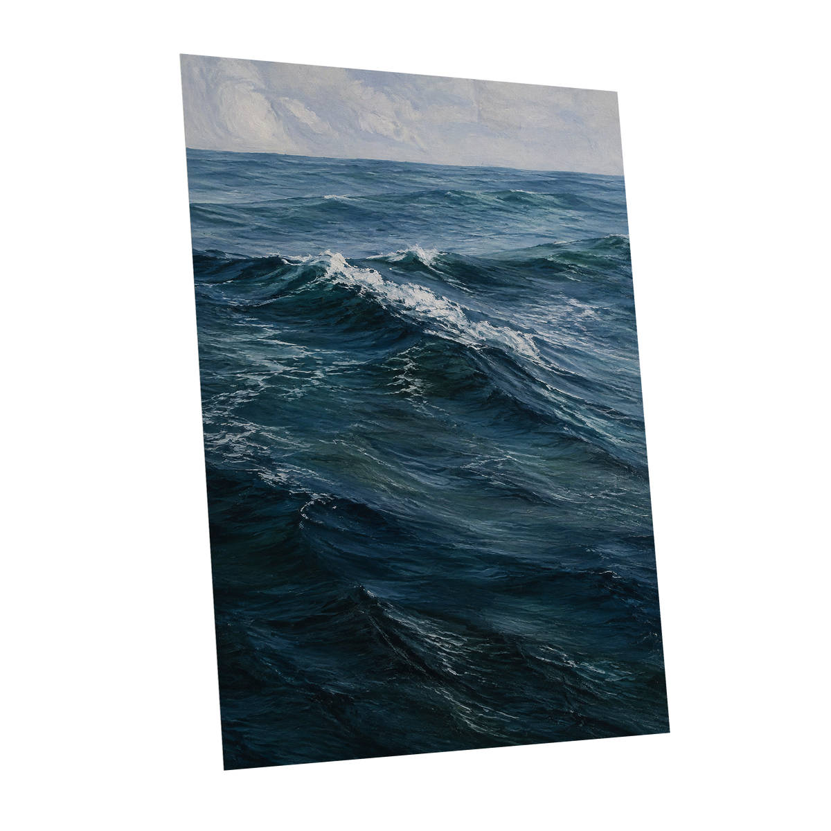 Restless Blue, blue, gray, white nature wall art shown as a unframed poster wall art print