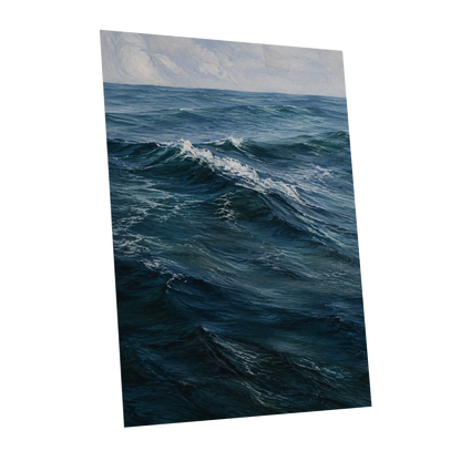 Restless Blue, blue, gray, white nature wall art shown as a unframed poster wall art print