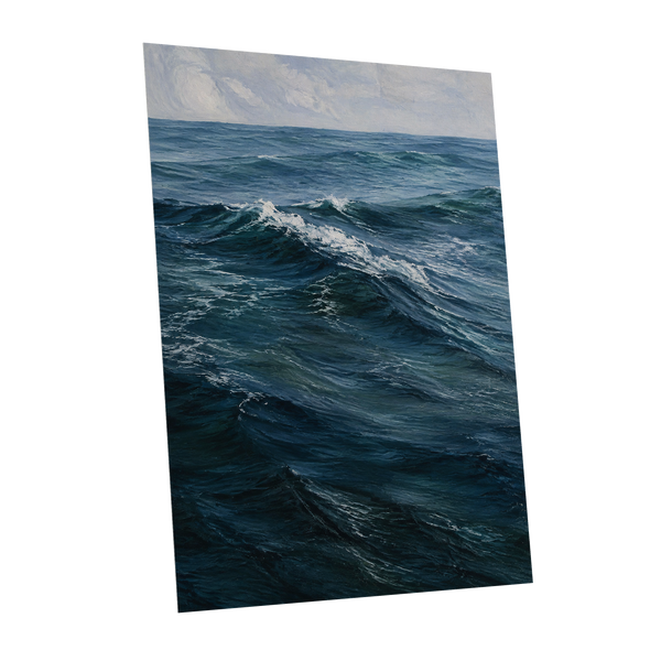 Restless Blue, blue, gray, white nature wall art shown as a unframed poster wall art print