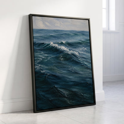 Restless Blue, blue, gray, white nature wall art displayed in a styled interior, gallery view 4