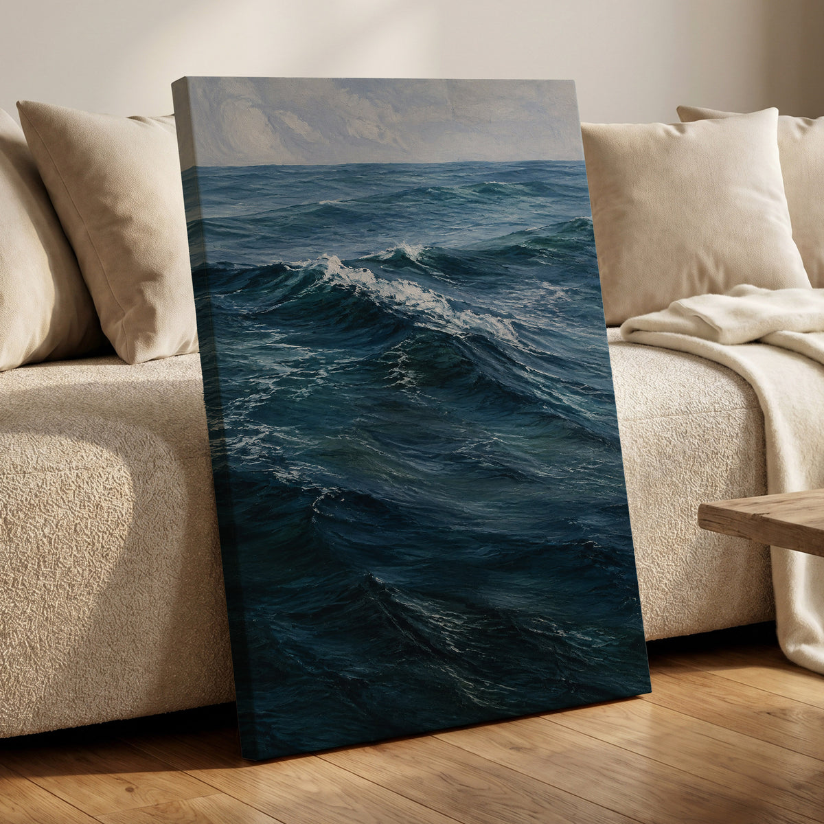Restless Blue, blue, gray, white nature wall art displayed in a styled interior, gallery view 7