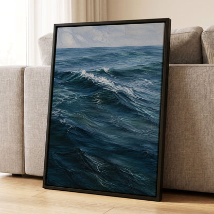 Restless Blue, blue, gray, white nature wall art displayed in a styled interior, gallery view 8