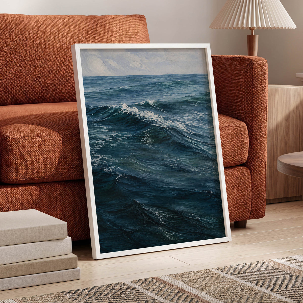 Restless Blue, blue, gray, white nature wall art displayed in a styled interior, gallery view 9