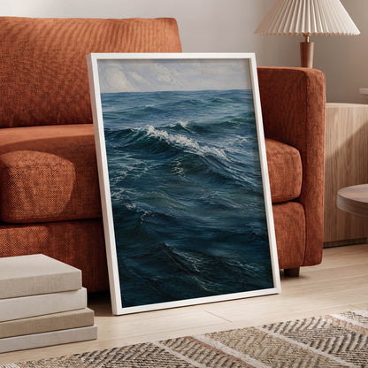 Restless Blue, blue, gray, white nature wall art displayed in a styled interior, gallery view 9