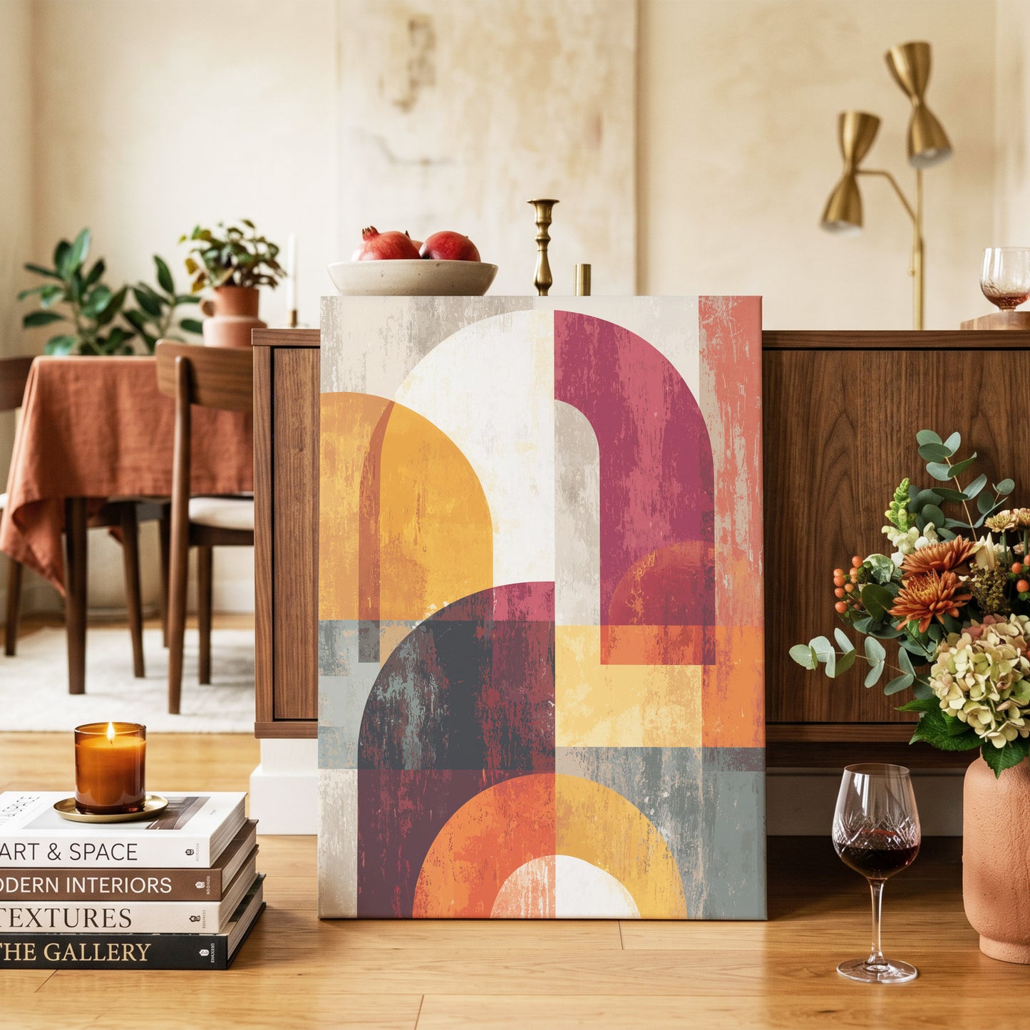 Retro Arc Symphony – canvas wall art in a styled interior, gallery view 2