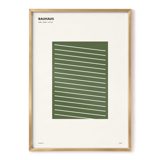 Rhythm in Olive, green, beige, white minimalist wall art, front artwork view