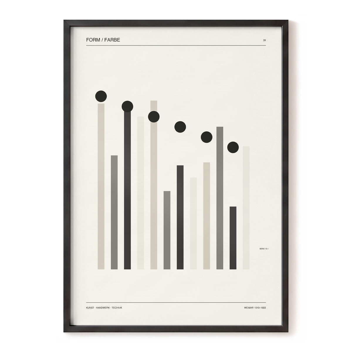 Rhythm of Form, black, beige, gray minimalist wall art, front artwork view