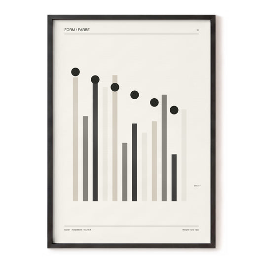 Rhythm of Form, black, beige, gray minimalist wall art, front artwork view