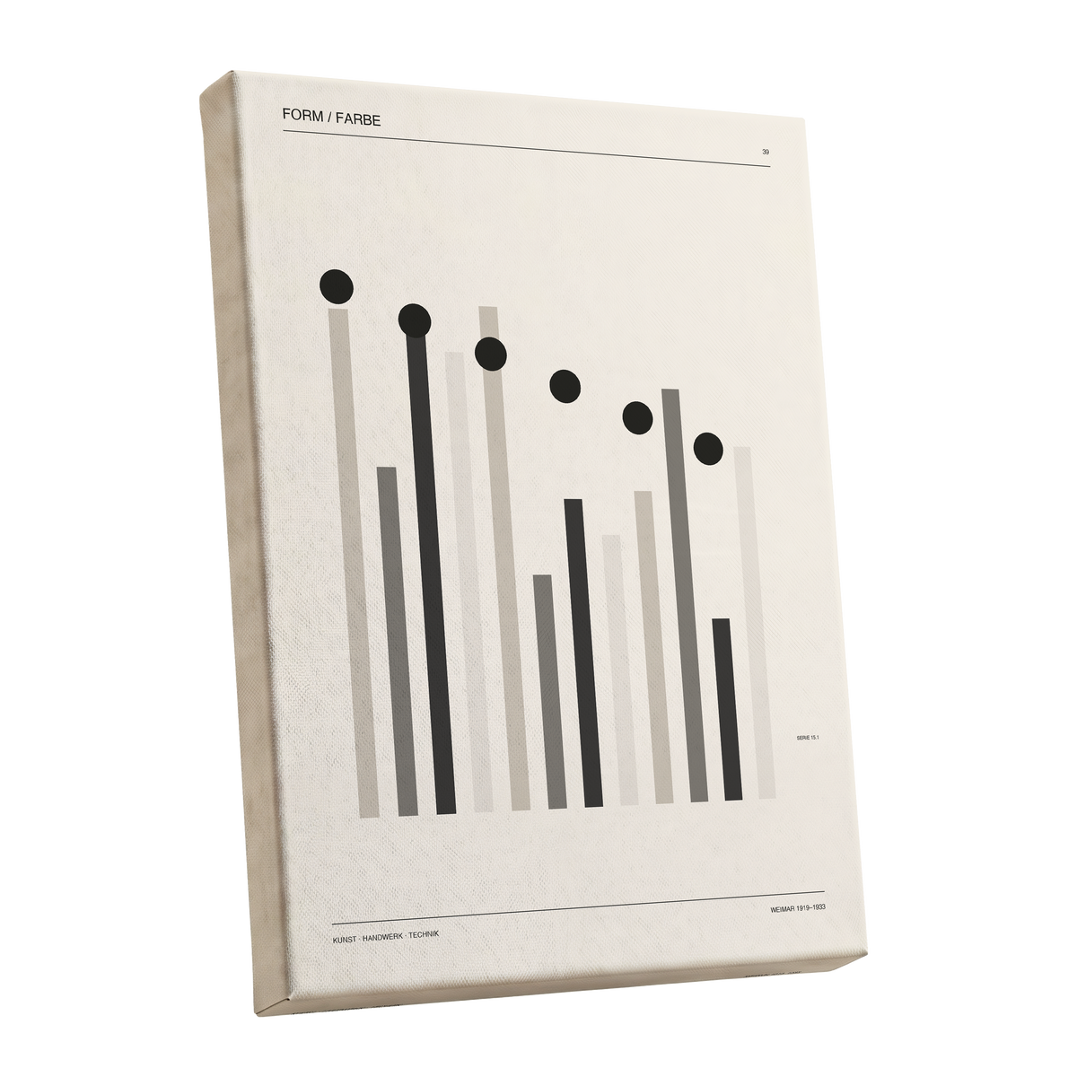 Rhythm of Form, black, beige, gray minimalist wall art shown as a stretched canvas wall art