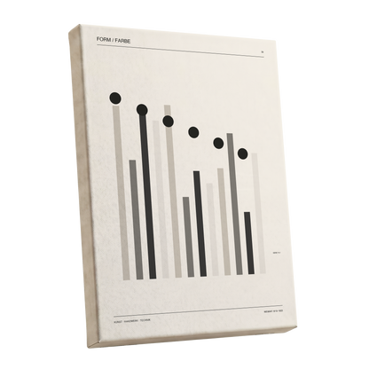 Rhythm of Form, black, beige, gray minimalist wall art shown as a stretched canvas wall art