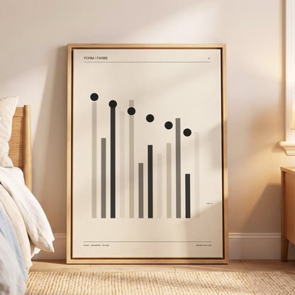 Rhythm of Form, black, beige, gray minimalist wall art displayed in a styled interior, gallery view 6