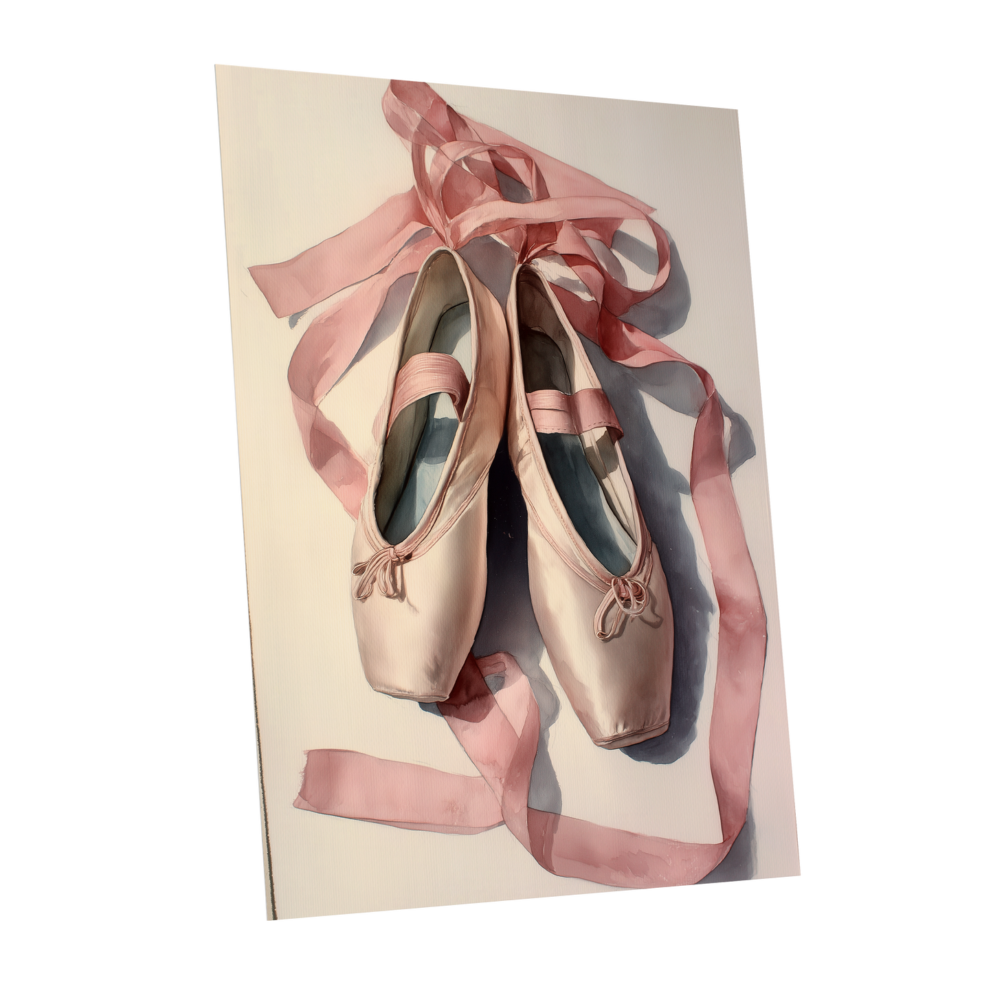 Ribbons at Rest, pink, beige, gray minimalist wall art shown as a unframed poster wall art print