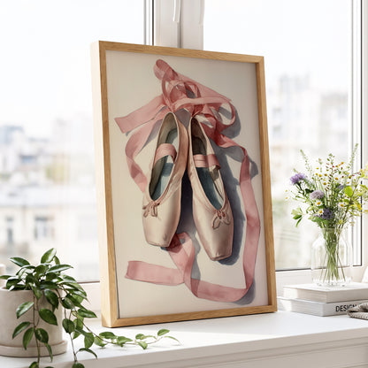 Ribbons at Rest, pink, beige, gray minimalist wall art displayed in a styled interior, gallery view 6
