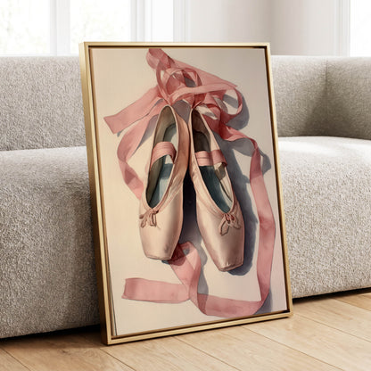 Ribbons at Rest, pink, beige, gray minimalist wall art displayed in a styled interior, gallery view 8