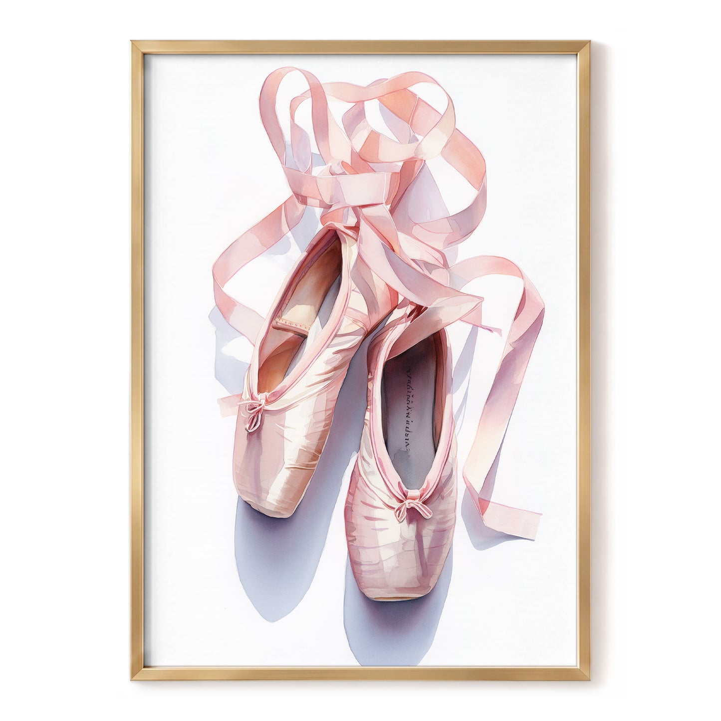 Ribbons at the Barre, pink, white, beige minimalist wall art, front artwork view