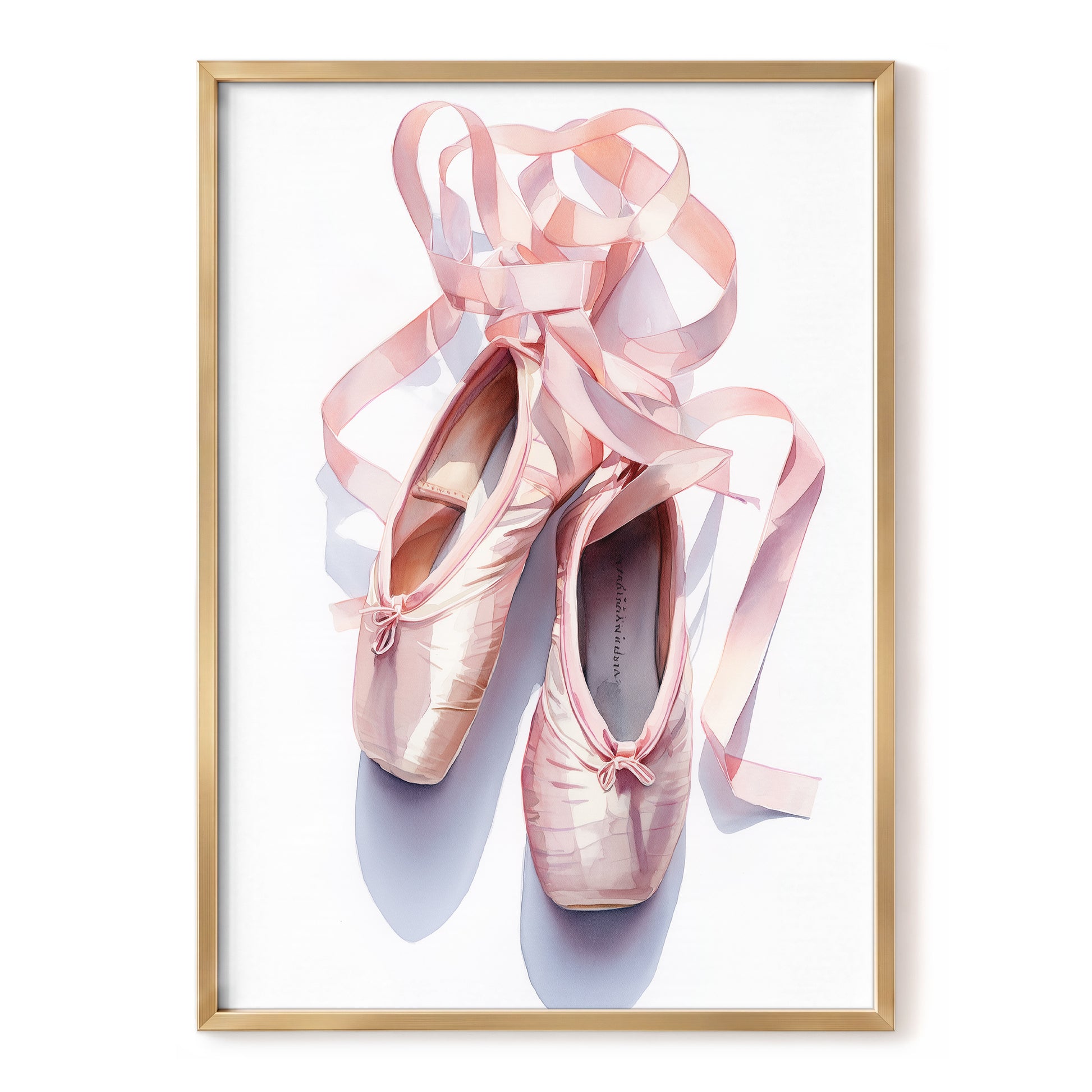 Ribbons at the Barre, pink, white, beige minimalist wall art, front artwork view