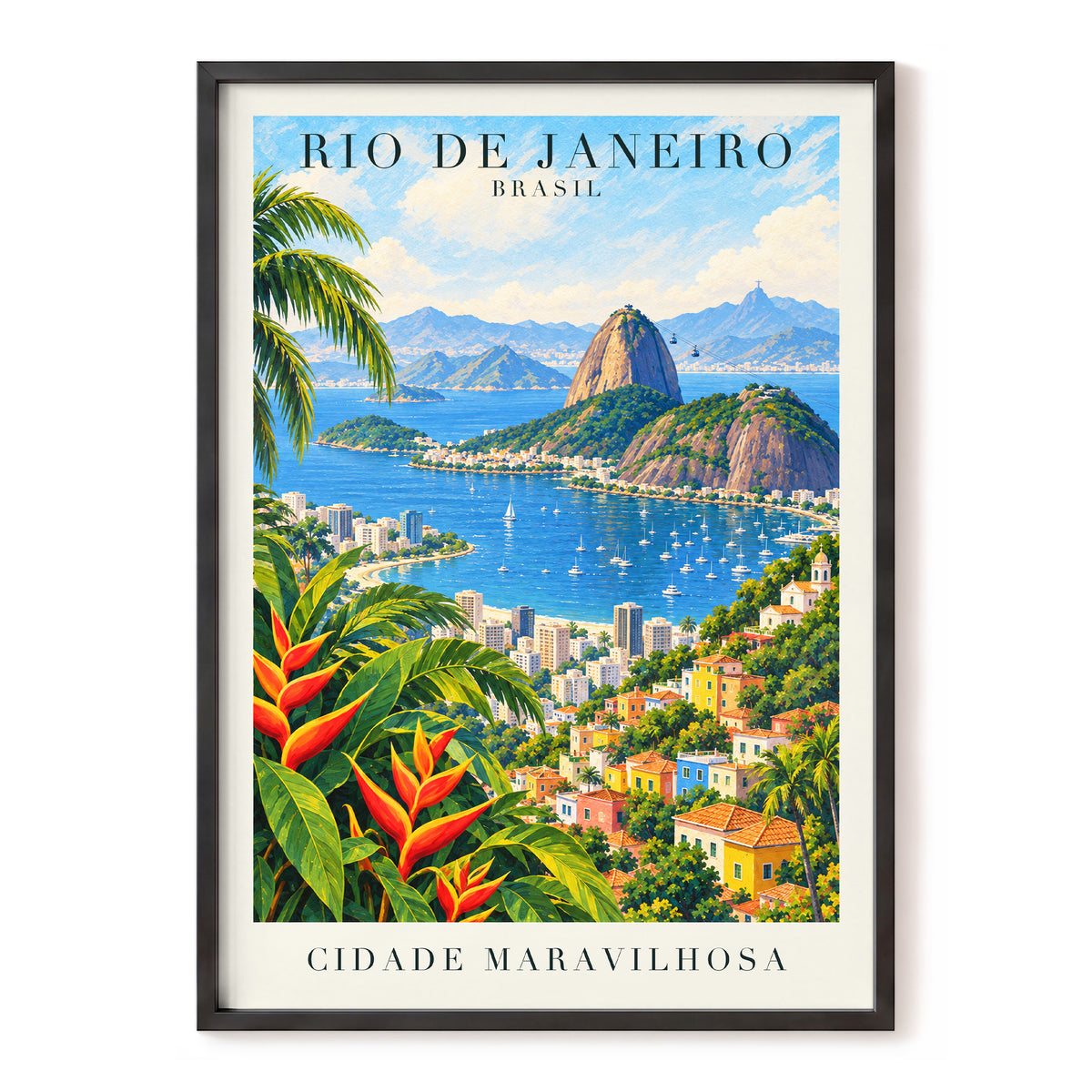 Rio in Full Colour, blue, green, beige nature wall art, front artwork view