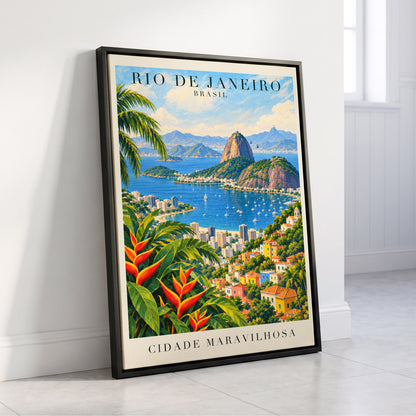 Rio in Full Colour, blue, green, beige nature wall art displayed in a styled interior, gallery view 4