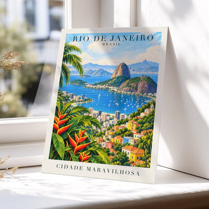 Rio in Full Colour, blue, green, beige nature wall art displayed in a styled interior, gallery view 5