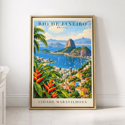 Rio in Full Colour, blue, green, beige nature wall art displayed in a styled interior, gallery view 8