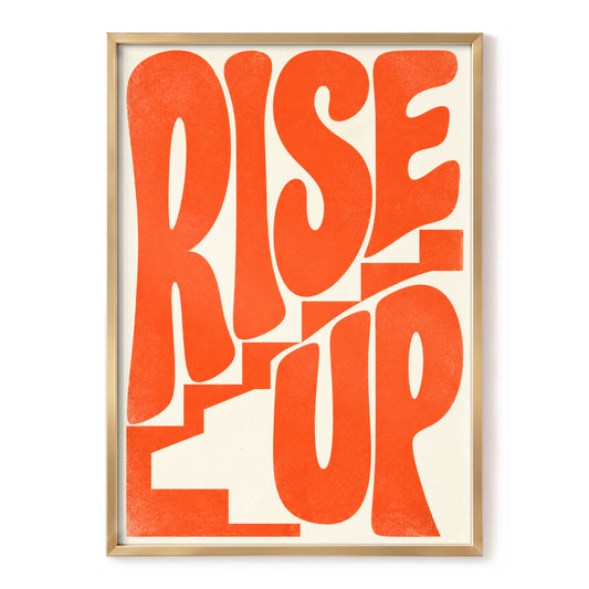 Rise Up in Orange, orange, beige abstract wall art, front artwork view