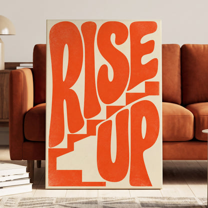 Rise Up in Orange, orange, beige abstract wall art on canvas displayed in a styled interior, gallery view 1