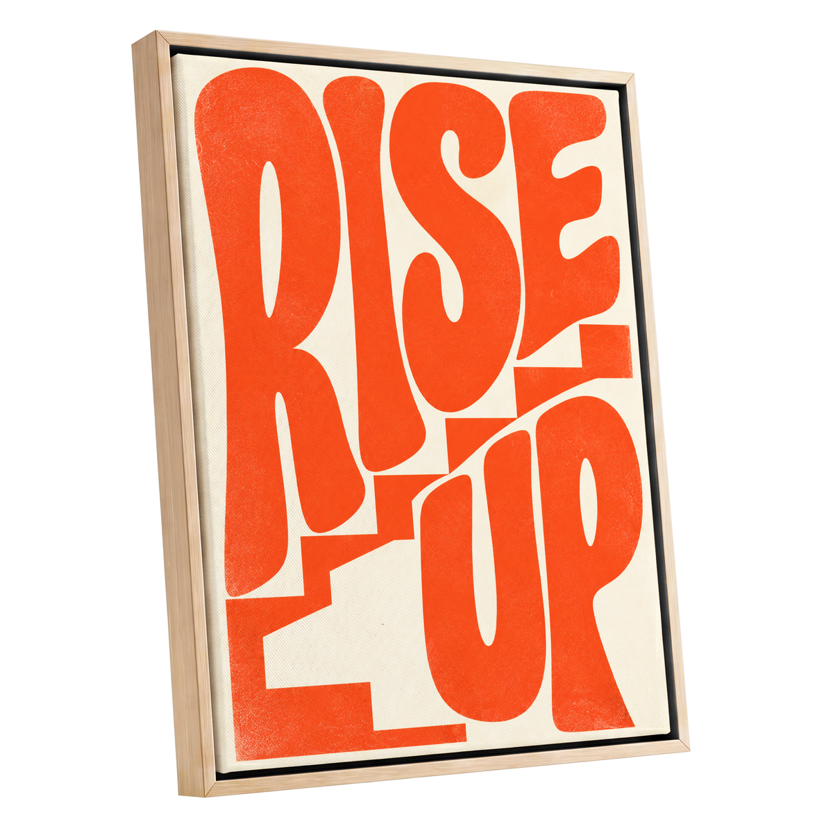 Rise Up in Orange, orange, beige abstract wall art shown as a oak framed canvas wall art