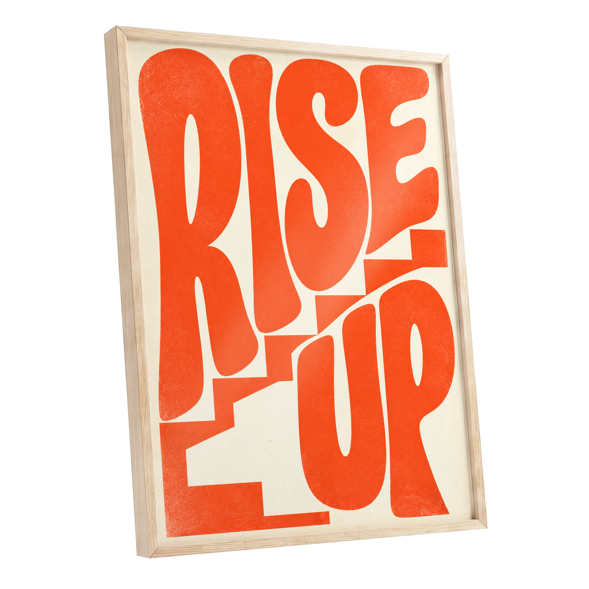 Rise Up in Orange, orange, beige abstract wall art shown as a oak framed poster wall art print