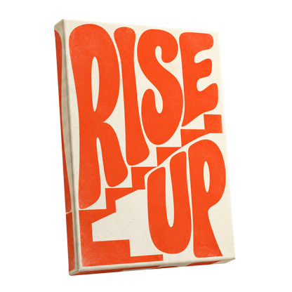 Rise Up in Orange, orange, beige abstract wall art shown as a stretched canvas wall art