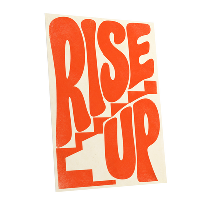 Rise Up in Orange, orange, beige abstract wall art shown as a unframed poster wall art print