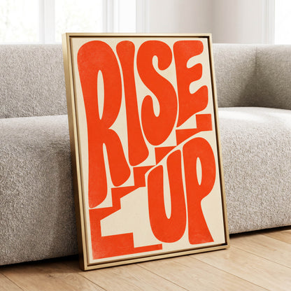 Rise Up in Orange, orange, beige abstract wall art displayed in a styled interior, gallery view 1