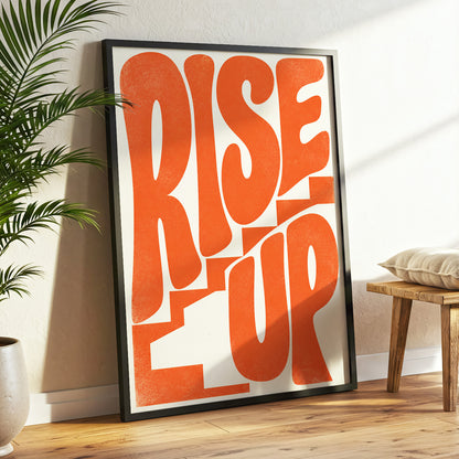 Rise Up in Orange, orange, beige abstract wall art displayed in a styled interior, gallery view 3