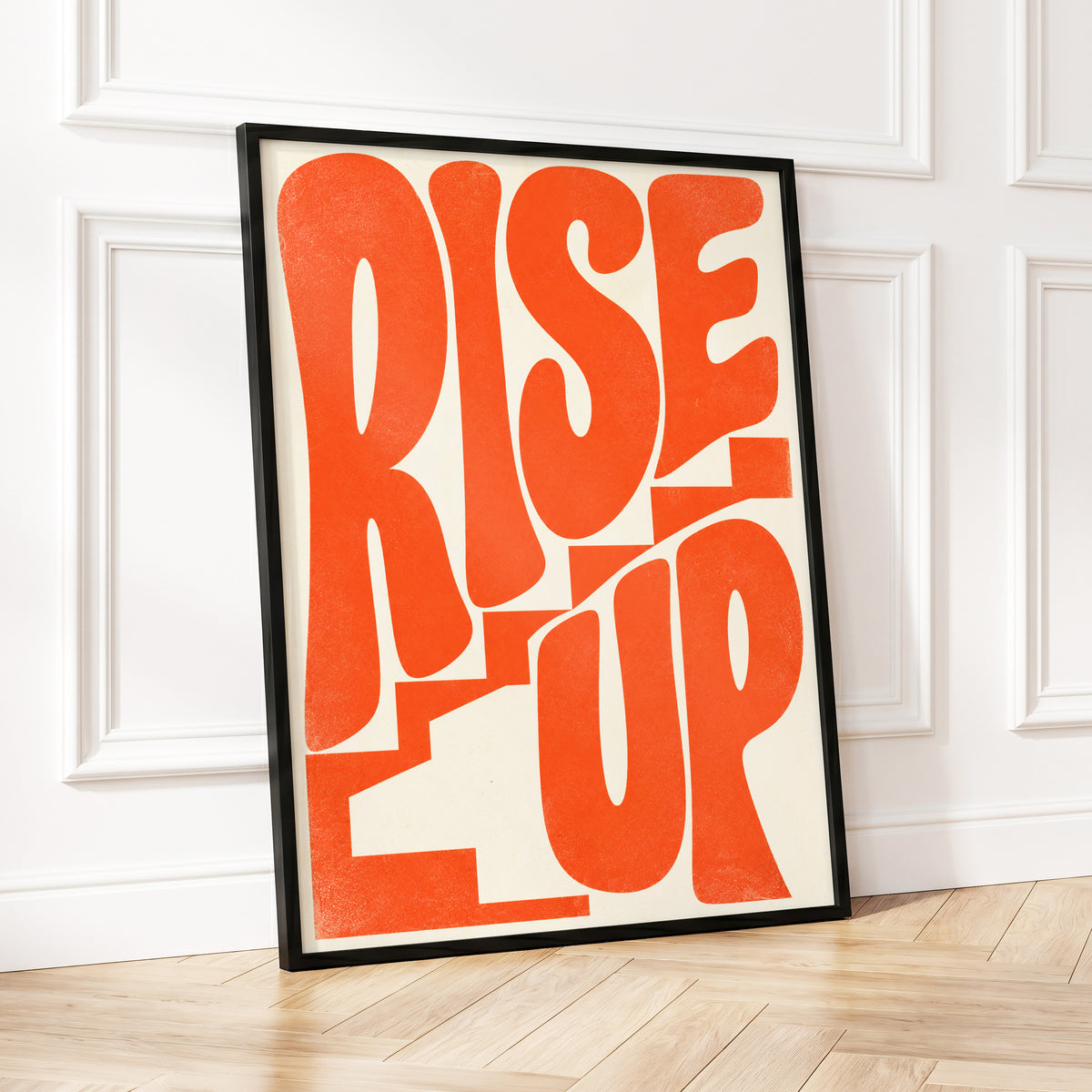 Rise Up in Orange, orange, beige abstract wall art displayed in a styled interior, gallery view 5