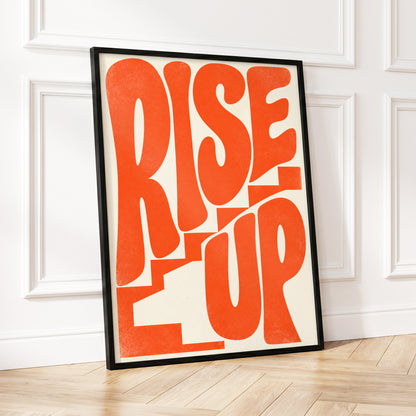 Rise Up in Orange, orange, beige abstract wall art displayed in a styled interior, gallery view 5