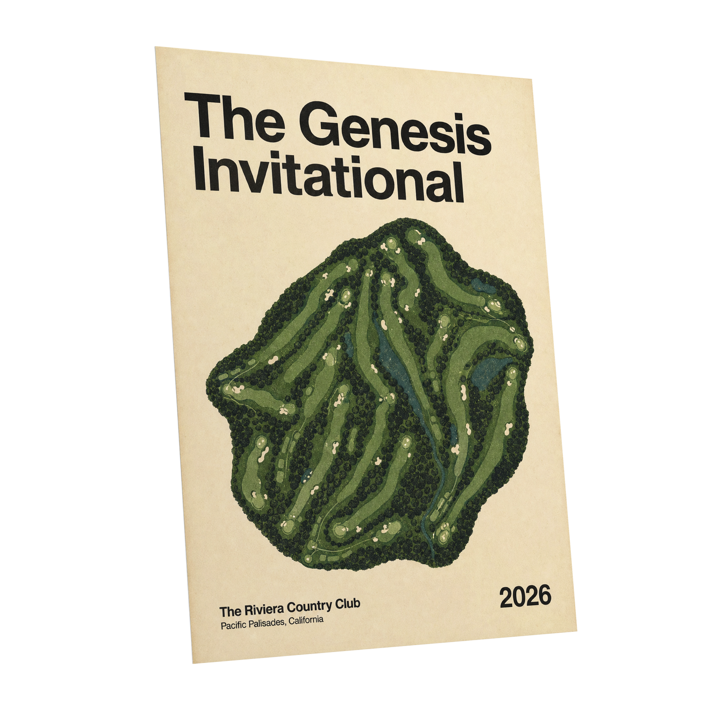 Riviera Greens 2026, green, beige, black nature wall art shown as a unframed poster wall art print