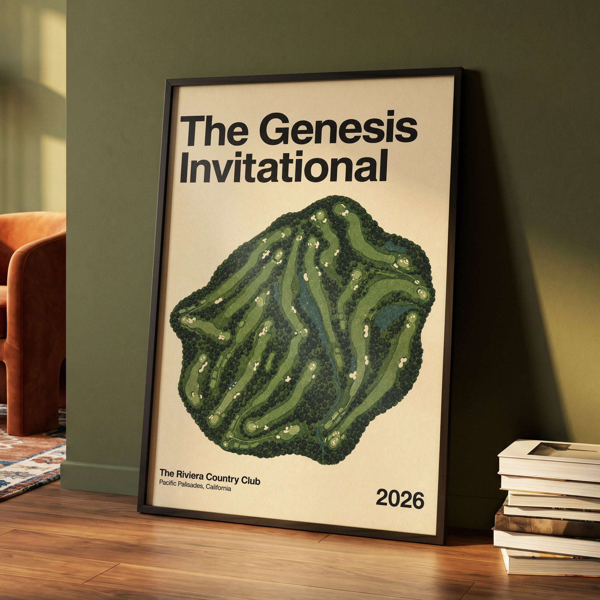 Riviera Greens 2026, green, beige, black nature wall art displayed in a styled interior, gallery view 4