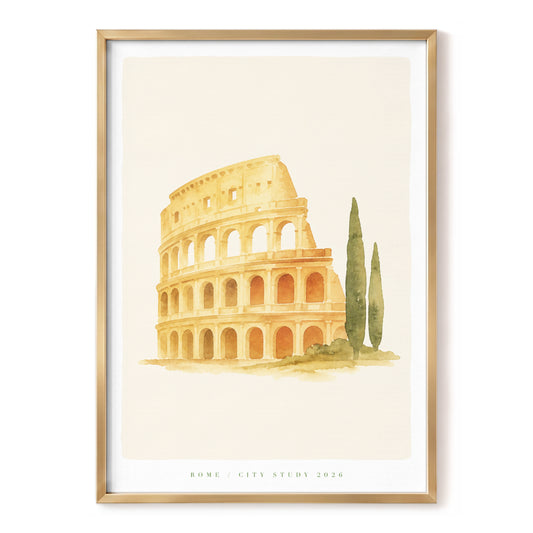 Roman Light Study, beige, gold, green minimalist wall art, front artwork view