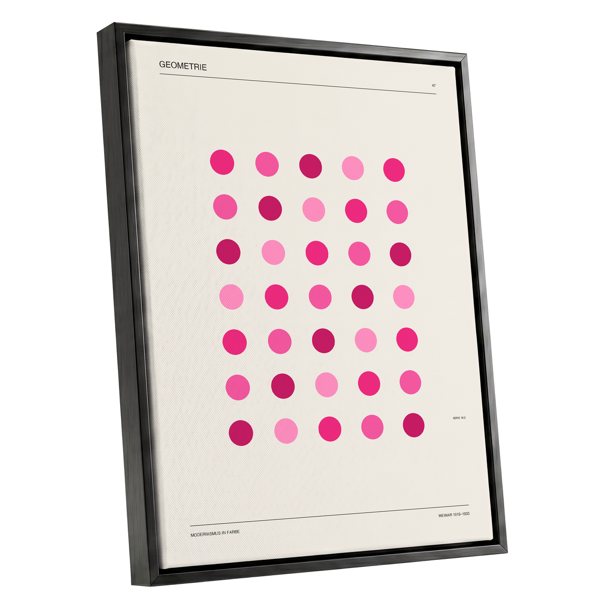 Rosa Rhythm, pink, beige, black minimalist wall art shown as a black framed canvas wall art