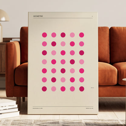 Rosa Rhythm, pink, beige, black minimalist wall art on canvas displayed in a styled interior, gallery view 1